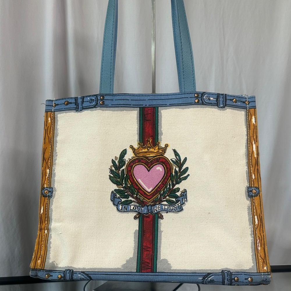 Brighton Blue and Cream canvas Tote Bag